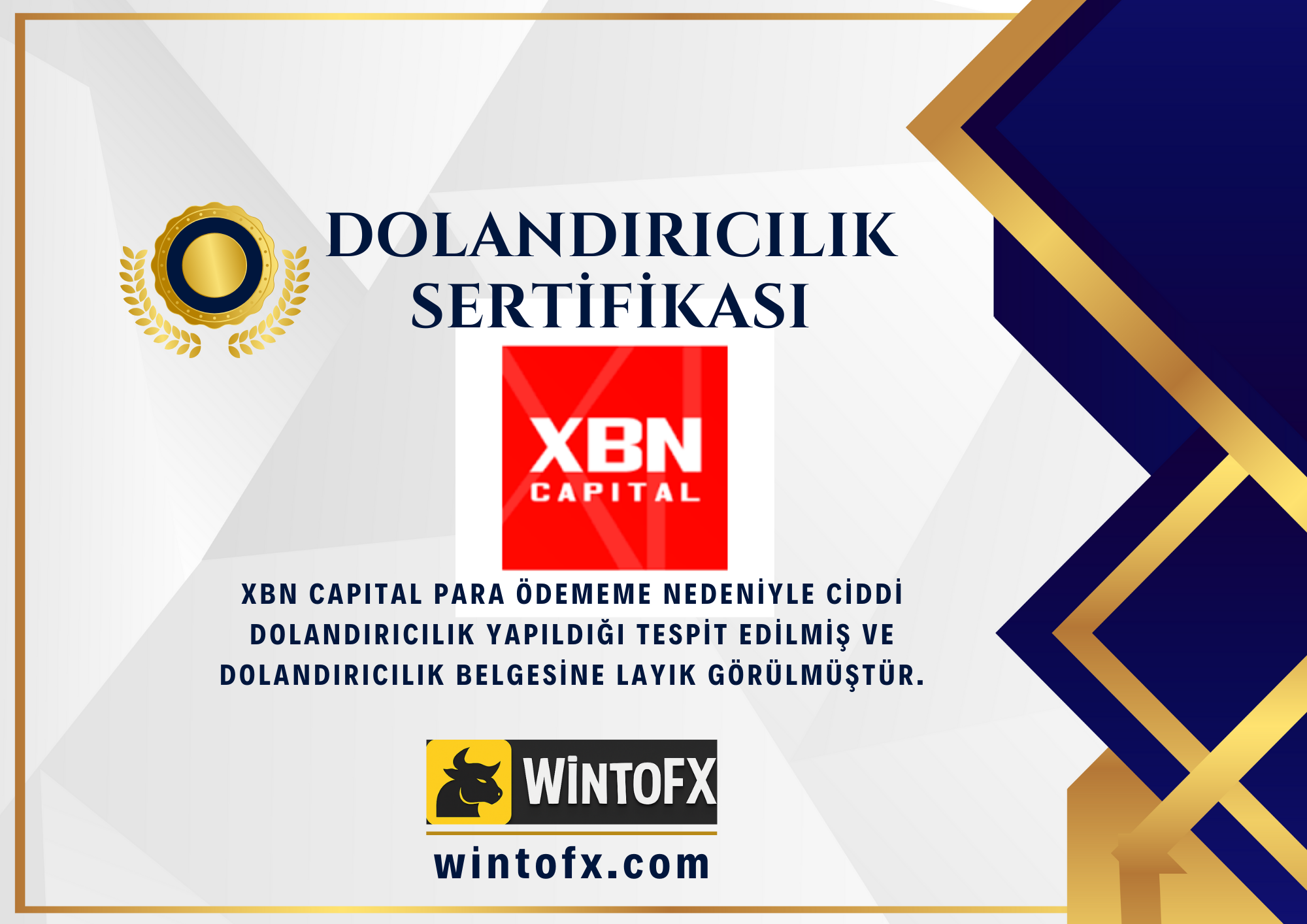 ⚠️XBN CAPITAL DOLANDIRICILIK SERTİFİKASI