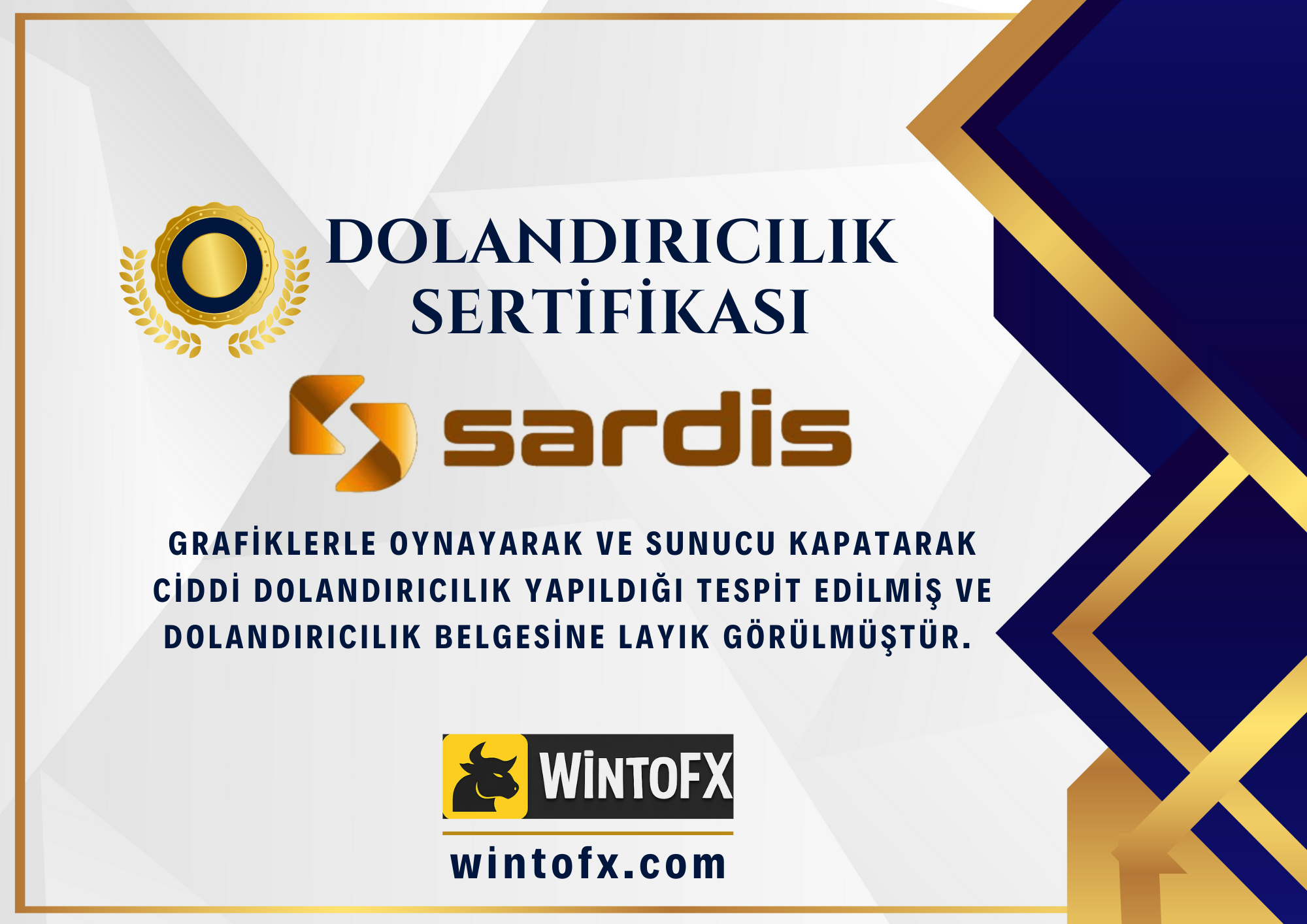 SARDİS DOLANDIRICILIK SERTİFİKASI