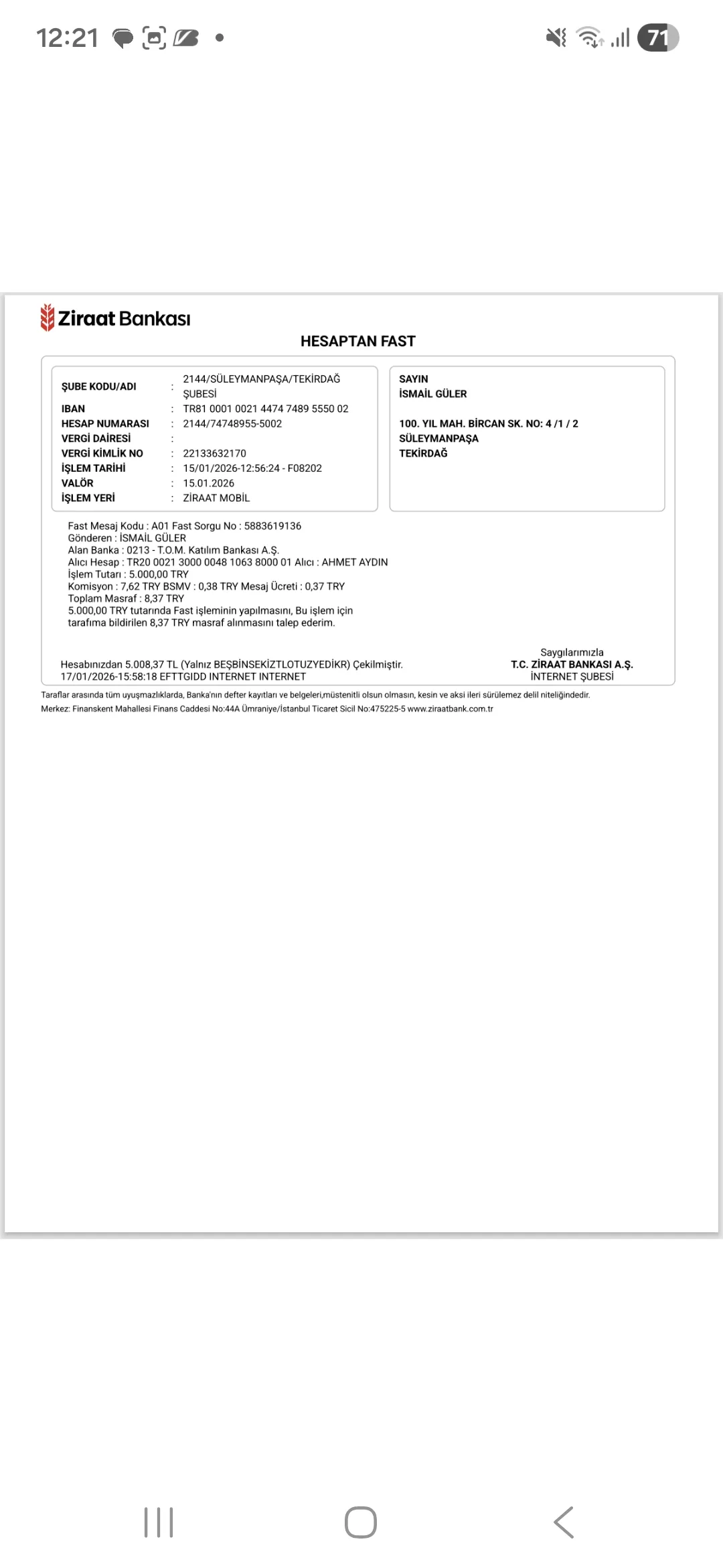 Hesabıma geçmeyen para